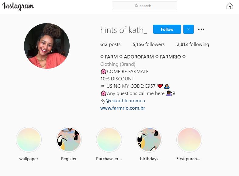 Kathlen Romeu's fashion brand's Instagram account