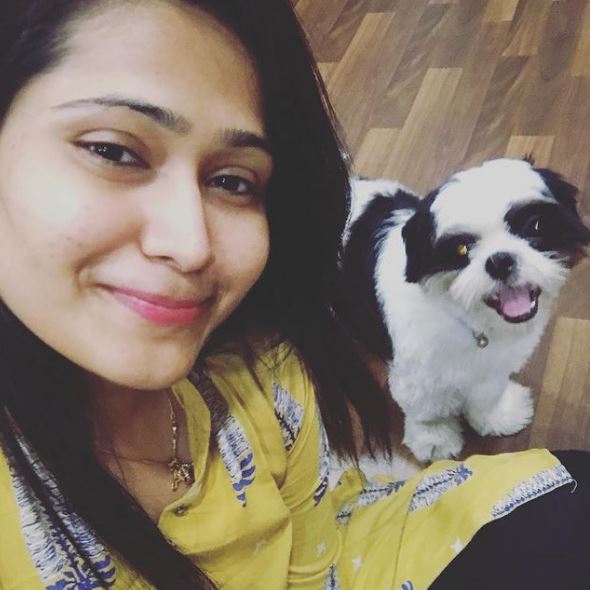 Krishna Priya Mohan with her pet dog