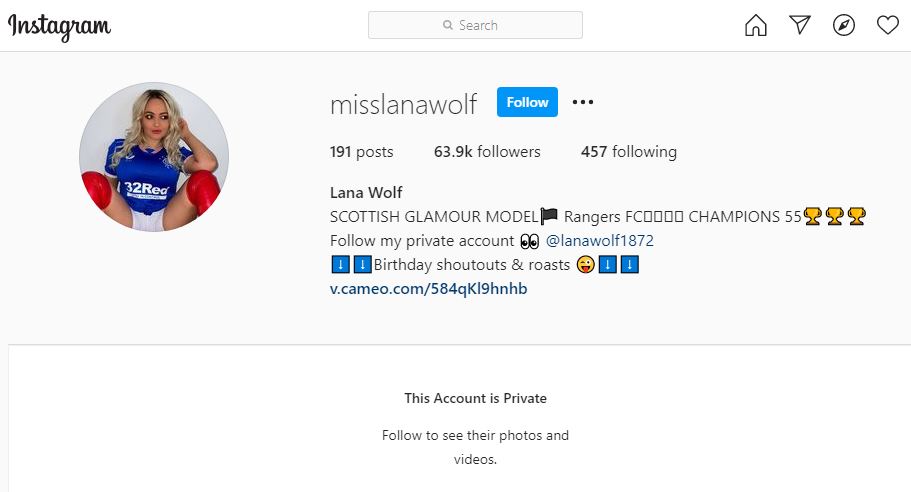Lana Wolf's Instagram account is private