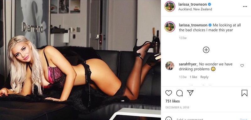 Larissa Trownson first time posted her bold modeling picture on social media in the end of the year 2018
