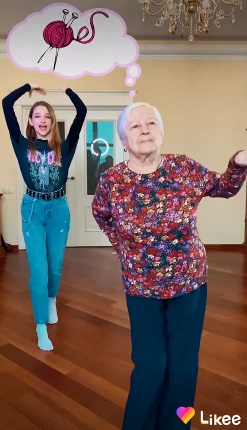 Liza Anokhina dancing with grandmom