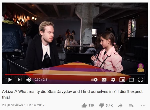 Liza Anokhina interviewing famous actor Stas Davydov