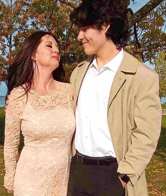 Lucius Hoyos with his mother