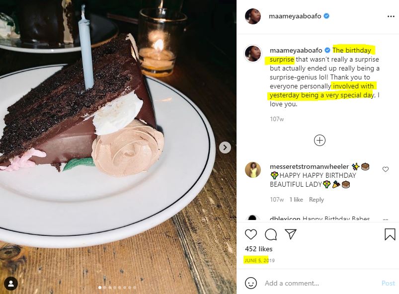 MaameYaa Boafo celebrates her birthday