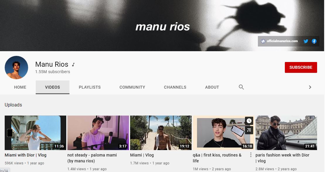 Manu Rios YouTube account