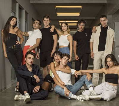 Martina Cariddi with the star cast of Elite