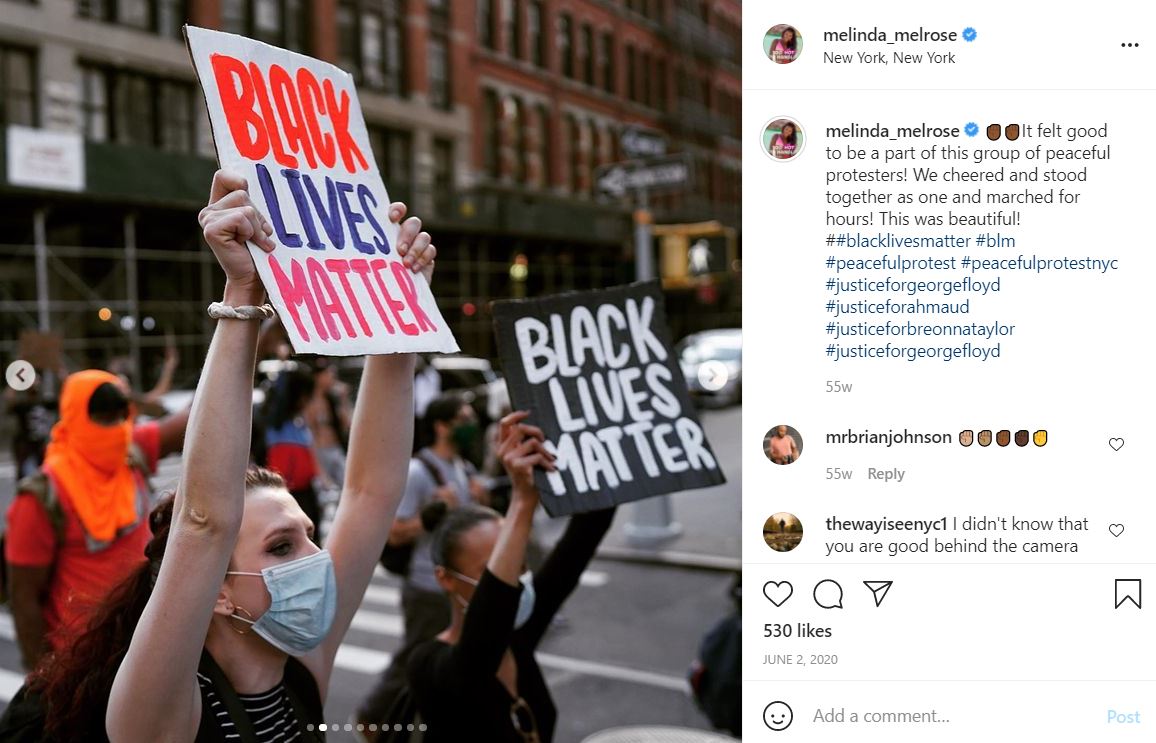 Melinda Melrose supports Black Lives Matter movement