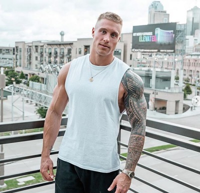 Nathan Webb's full left arm is inked including his shoulder