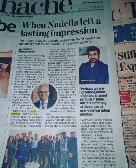 Nikhil Kamath featured on news articles