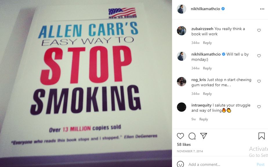 Nikhil Kamath's first Instagram post