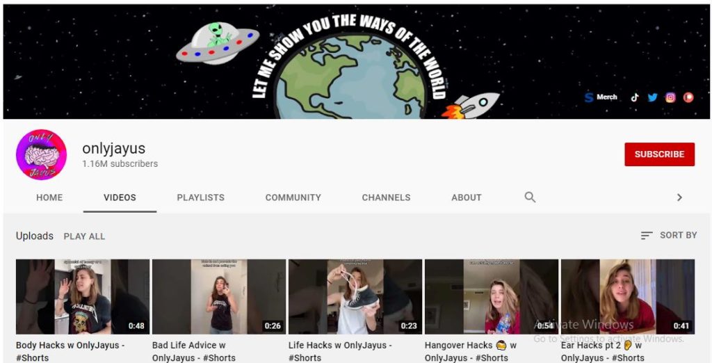 Onlyjayus's Youtube channel