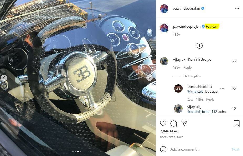 Pawandeep Rajan favorite car