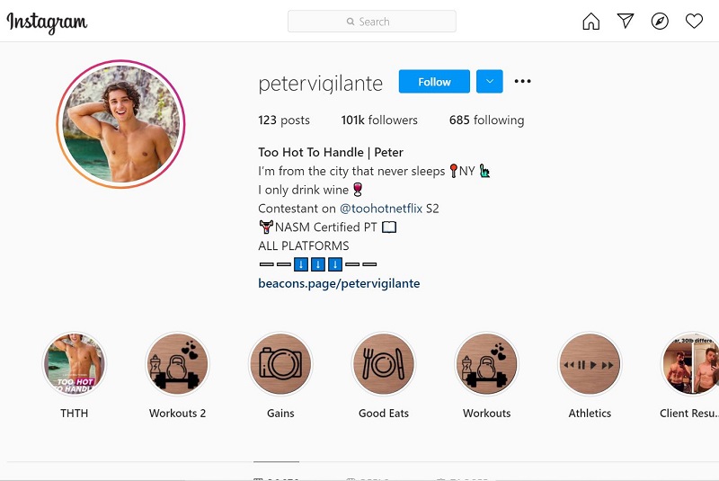 Peter Vigilante has over 101k followers on his Instagram account