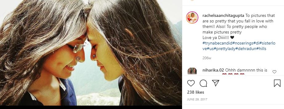 Rachel Saanchita Gupta with her sister
