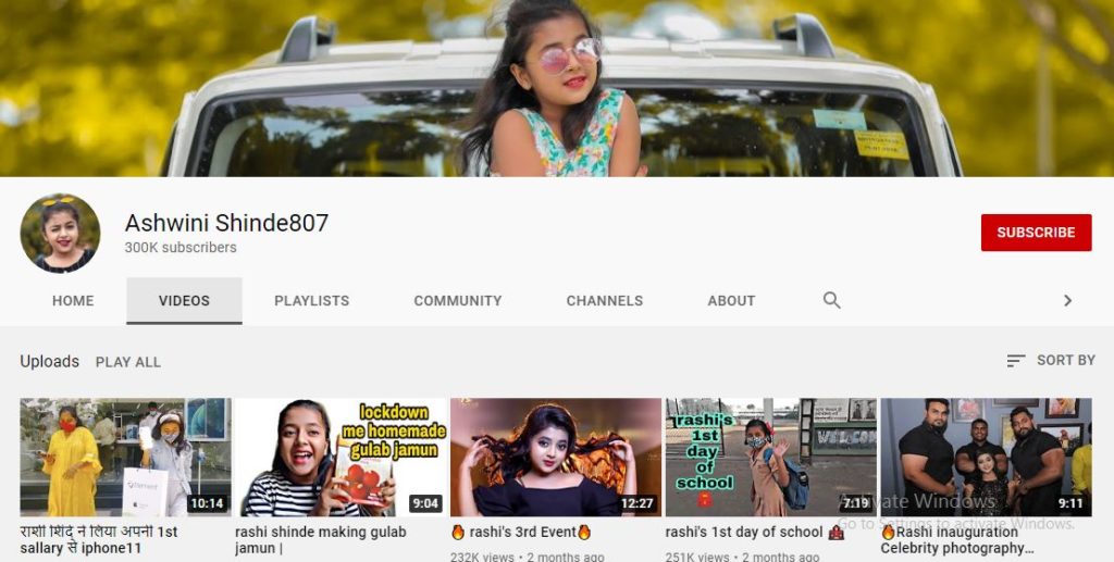 Rashi Shinde's Youtube channel