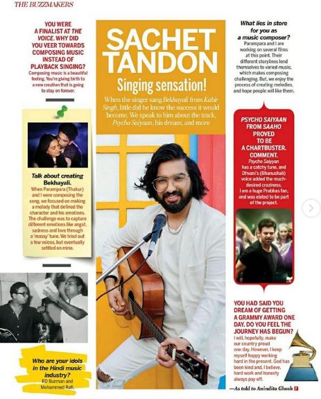 Sachet Tandon on Magazine article