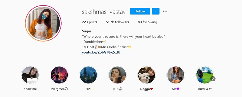 Sakshma Srivastav Instagram Account