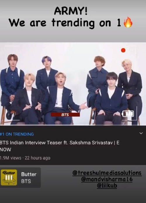 Sakshma Srivastav Interview with BTS Trending No. 1 in India