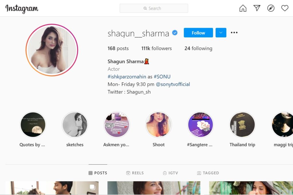 Shagun Sharma has over 111k fan followers on her Instagram account