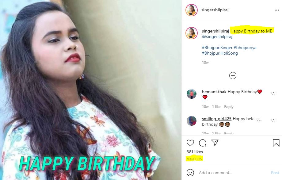 Shilpi Raj birthday