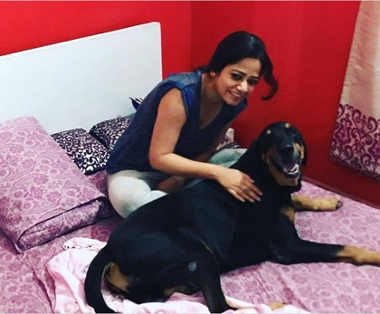 Shreya Singh with her dog, Duke Sharma