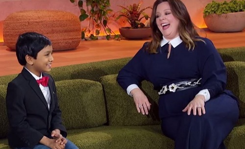 Soborno Isaac Bari being interviewed by Oscar Winner Melissa Mccarthy