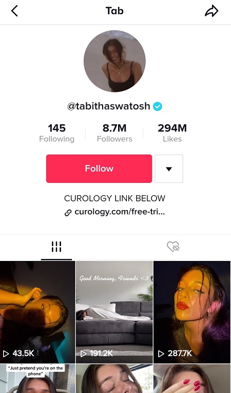 Tabitha Swatosh TikTok account has over 8.7 million fans as of June 2021