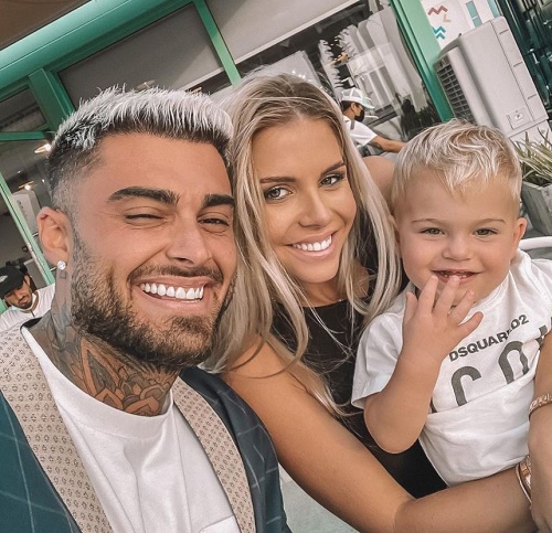 Thibault Garcia with his wife Jessica Thivenin and son Maylone Garcia