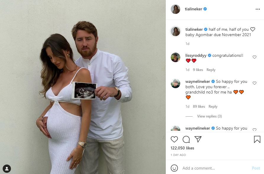 Tia Lineker shares the news of her pregnancy