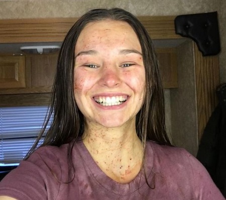 Zoe Marlett photographed on the sets of Black Summer