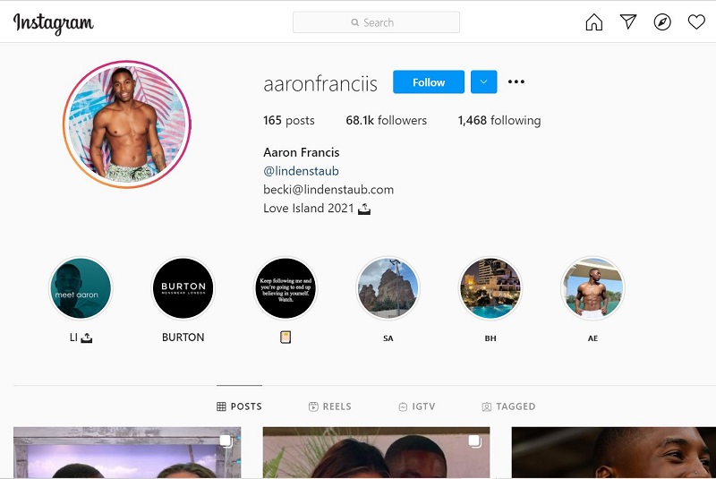 Aaron Francis has over 68.1k followers on Instagram account