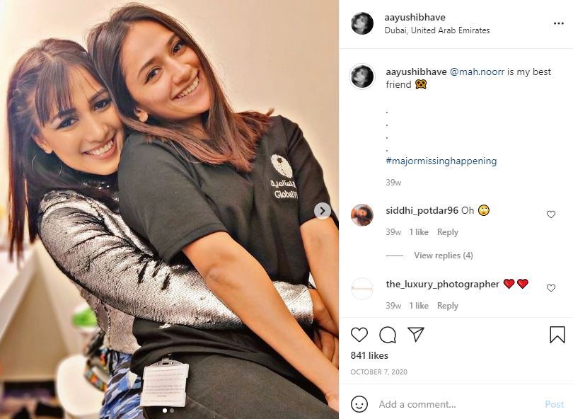 Aayushi Bhave with her best friend Mahnoor