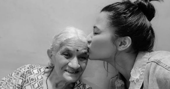 Aayushi Bhave with her grand mother