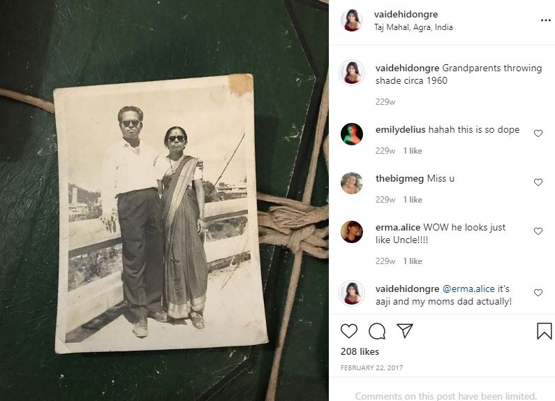 An old image of Vaidehi Dongre's grandparents