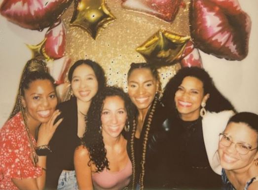 An old photo of Margaret Odette with her friends