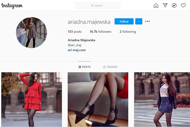 Ariadna Majewska Instagram account