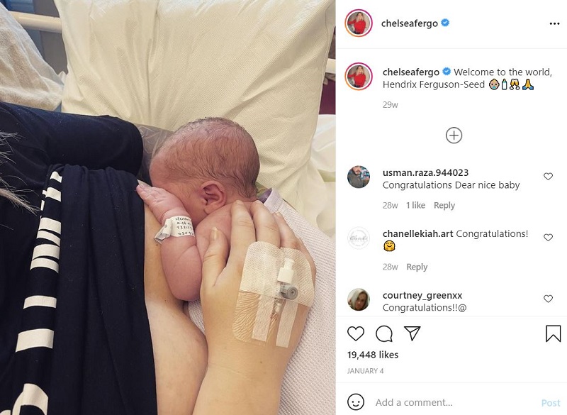 Chelsea Ferguson gave birth to her son Hendrix Ferguson-Seed in January 2021