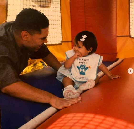 Childhood image of Belissa Escobedo with her dad