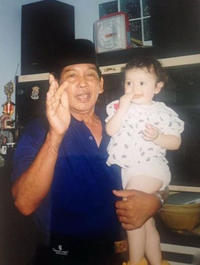 Childhood photo of Sharon Gaffka with her grandfather