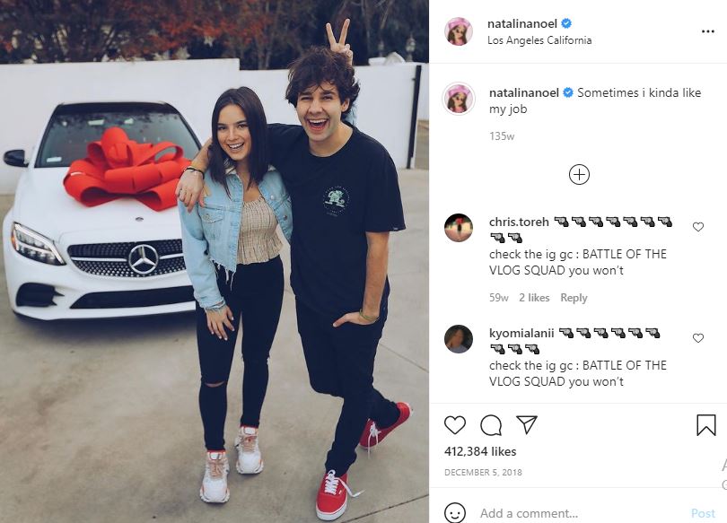 David Dobrik gifted a brand new Mercedes to Natalie Noel