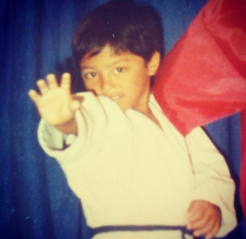 Deepak Singh childhood picture doing karate