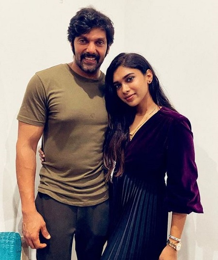 Dushara Vijayan photographed with Arya (actor)