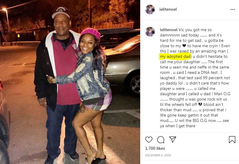 Elite Noel with her adopted dad