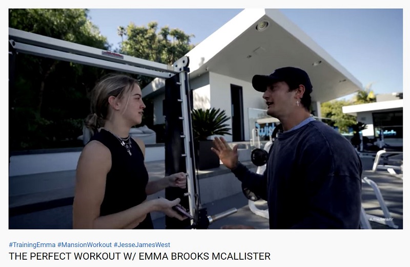 Emma Brooks McAllister appeared in the video of Jesse James West (YouTuber) and worked out together