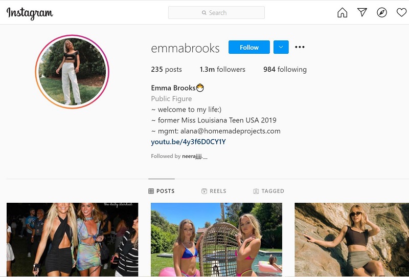Emma Brooks McAllister has over 1.3 million fans on Instagram account