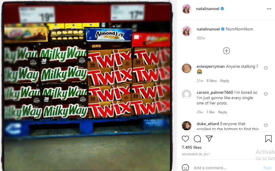 First Instagram post of Natalie Noel
