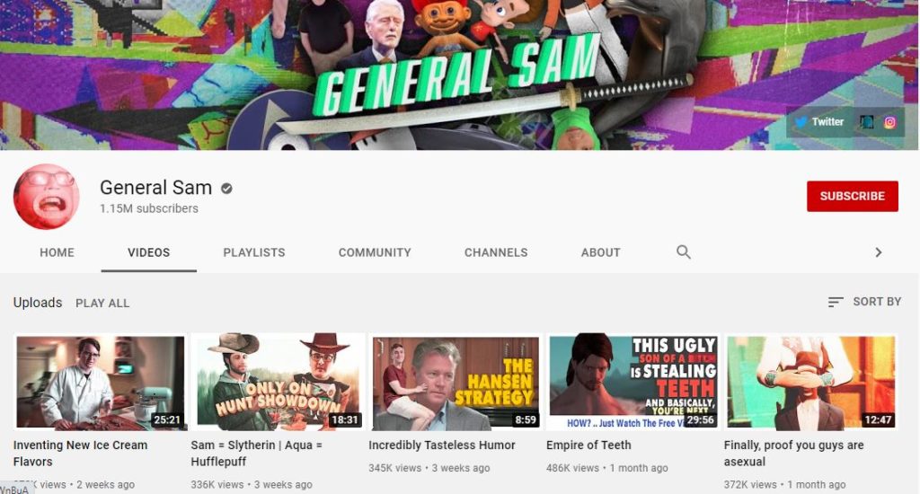General Sam YouTube channel