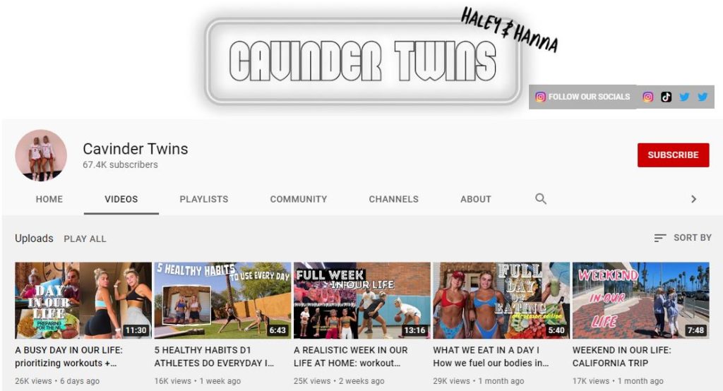 Haley Cavinder Youtube channel