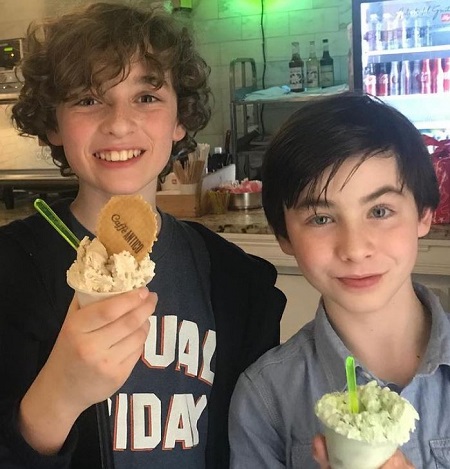 Jack Pop photographed with his friend Owen Vaccaro