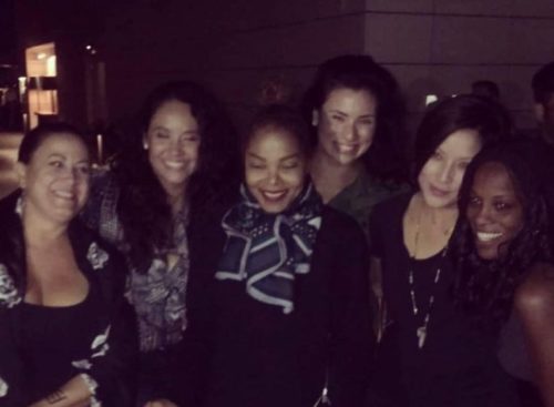 Janet Jackson with her back up dancers including Nicole Pantenburg 2nd from the left